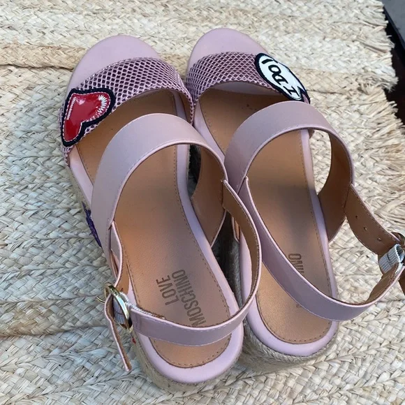 Love Moschino fun I DO pink espadrille sandals - Picture 2 of 14